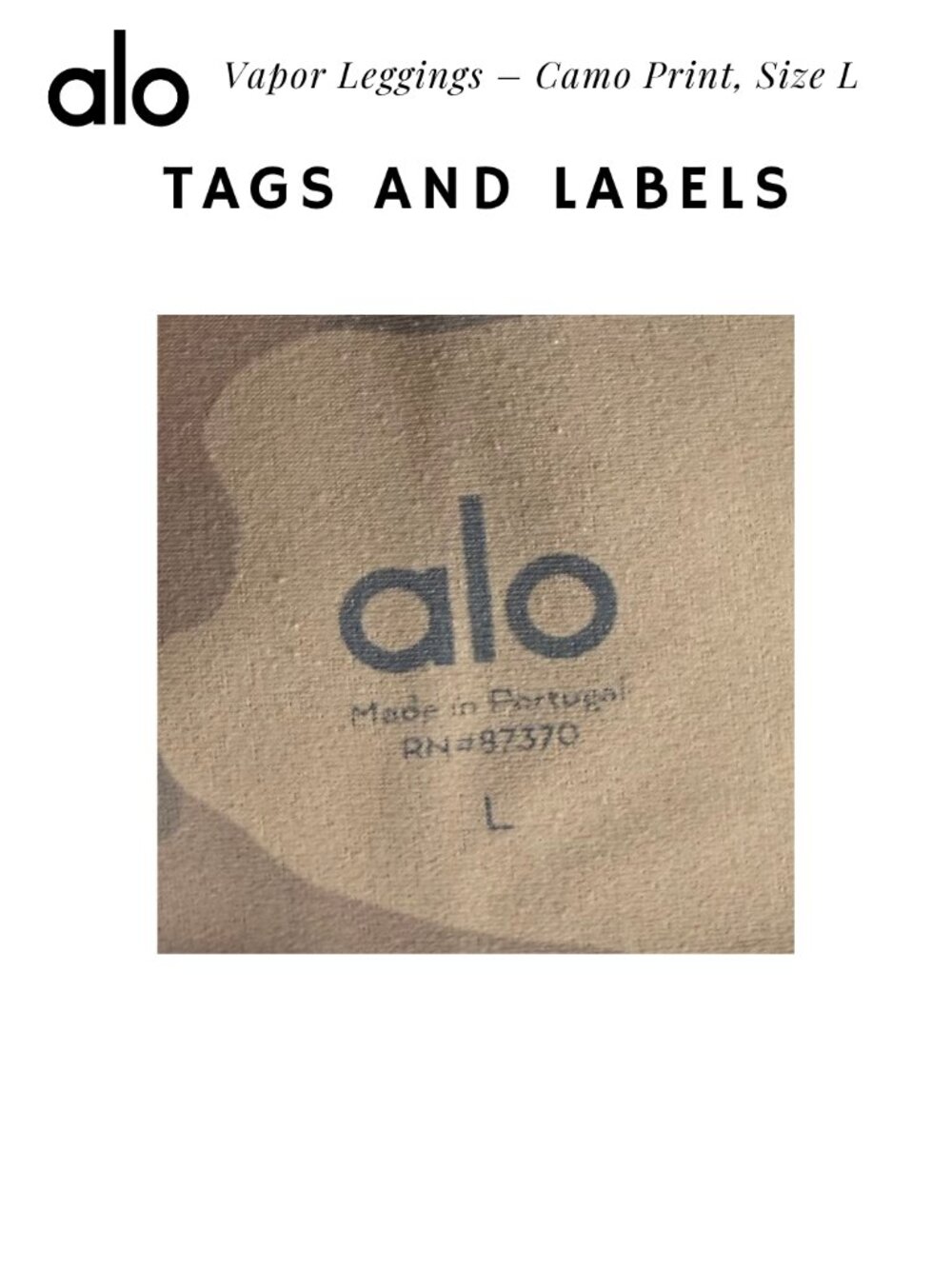 Alo Yoga Vapor Leggings – Camo Print, Size L - Picture 3 of 4